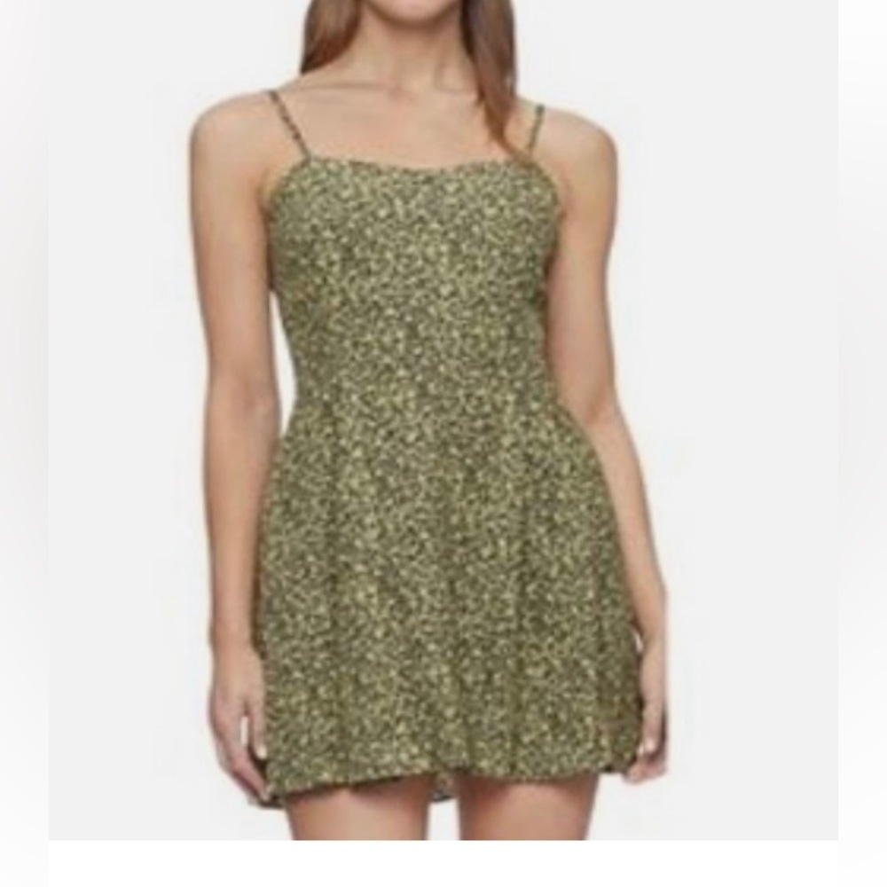 Calvin Klein Jeans Sleeveless, Green micro leopard , A-Line Dress Size Large NWT